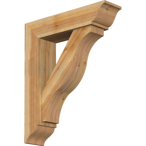 Ekena Millwork Funston Traditional Rough Sawn Bracket w/ Offset Brace, Western Red Cedar, 8"W x 32"D x 38"H BKT0806X32X38FST01RWR - main